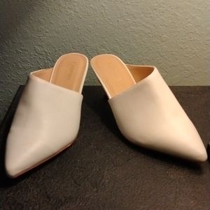 Used Catherine Malandrino White Slide On Heeled Mules Size 6